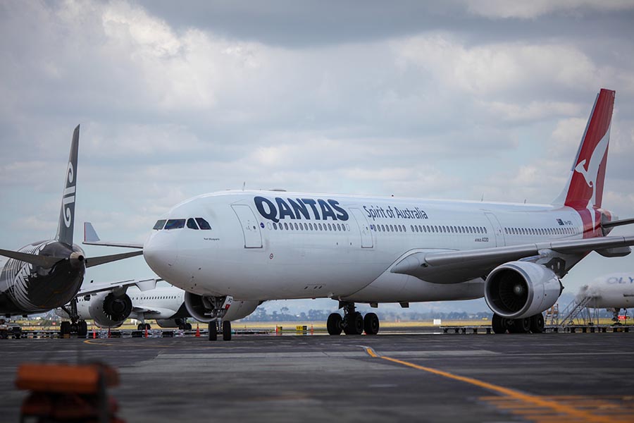 澳大利亚澳洲航空公司航班抵达新西兰奥克兰国际机场